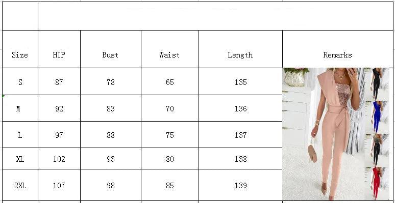 Women's Solid Color Romper, Cut-out Design, Belt Decoration, V-neck Fashion Sequin One-shoulder Bodysuit - Just The Fly Way