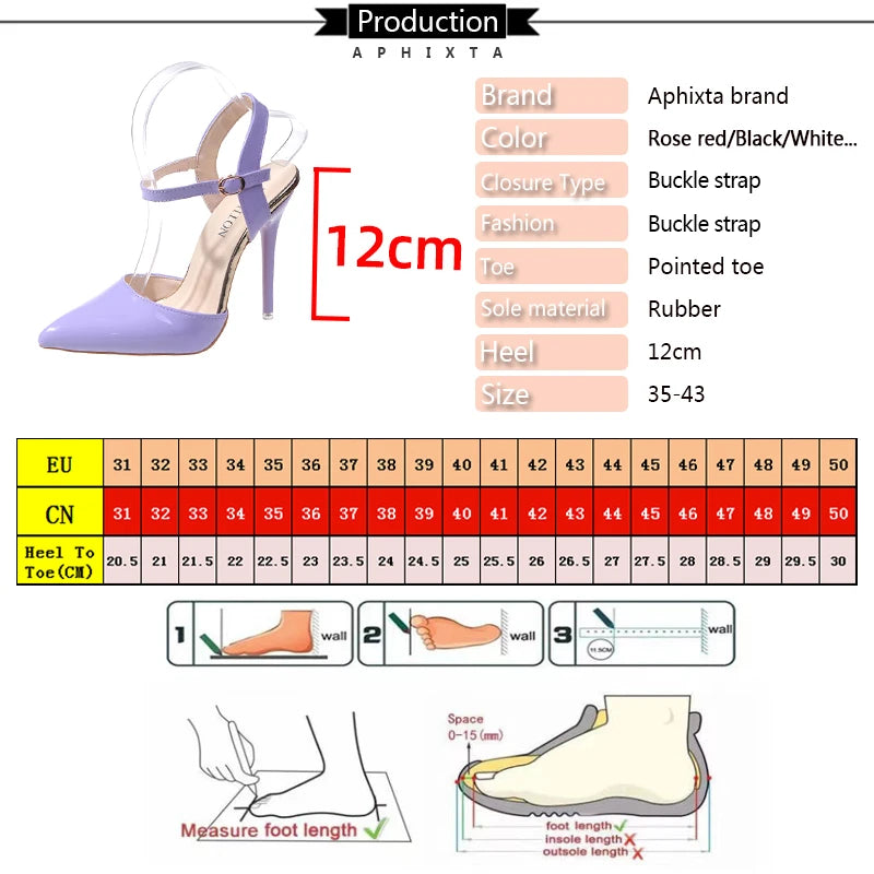 Fashionable, Bold and Beautiful DressWomen's Aphixta 12cm Super High Stiletto Heels Ankle Strap Sandals Pointed Toe Party Heels : Extended Sizes