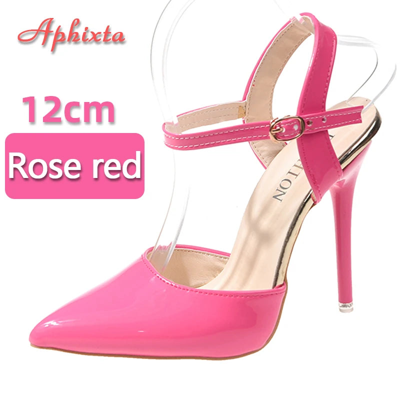 Fashionable, Bold and Beautiful DressWomen's Aphixta 12cm Super High Stiletto Heels Ankle Strap Sandals Pointed Toe Party Heels : Extended Sizes