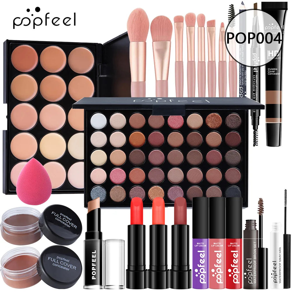 Fashionable, Bold and Beautiful DressPOPFEEL All-in-One Makeup Kit Gift Set with Eyeshadow Palette Foundation Lip Gloss Blush Brushes Eyeliner and More Beauty Gifts