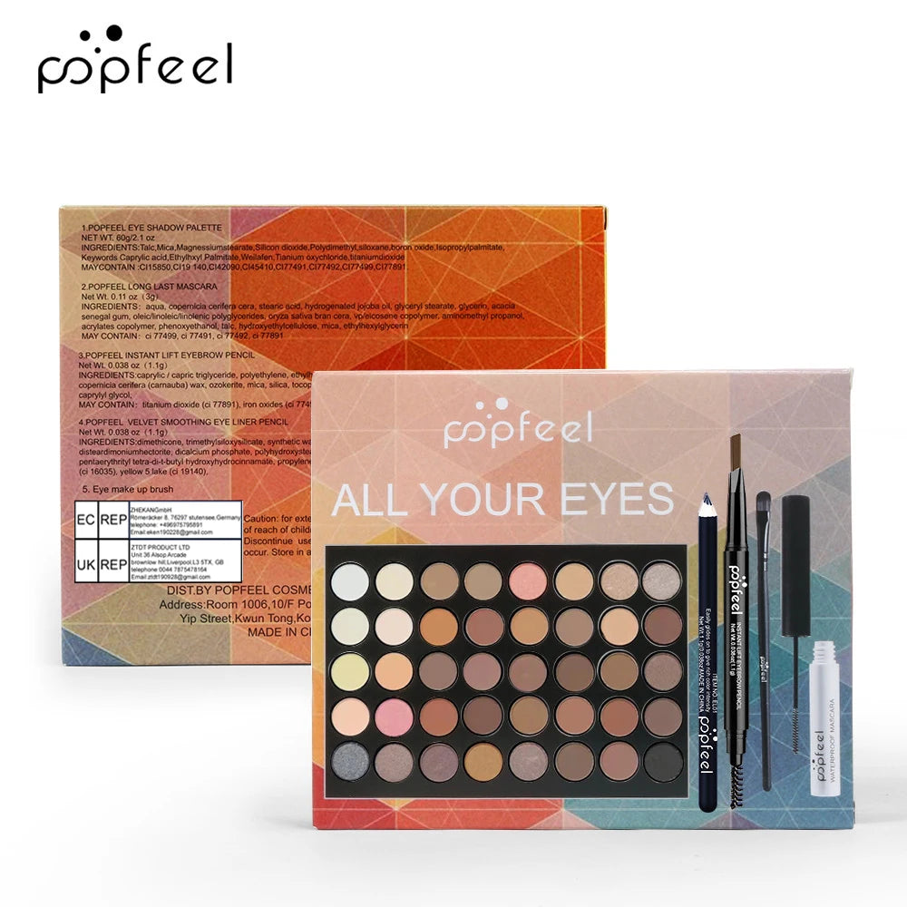 Fashionable, Bold and Beautiful DressPOPFEEL Eye Makeup Set, Eyeshadow Palette, Eyeliner, Mascara, Eyebrow Pencil, Makeup Tool Set Box, Gifts For Women