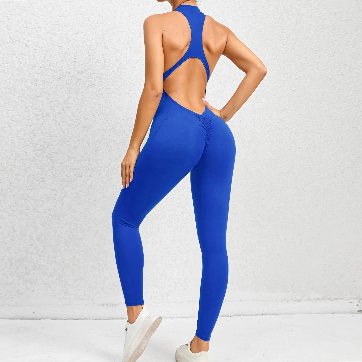 Zip-Up Activewear Yoga Romper With Bottom Contouring Design - Just The Fly Way