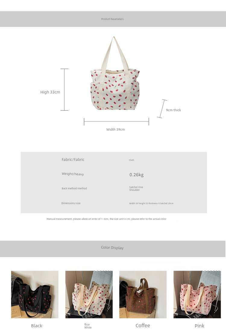 Strawberry Summer Little Fresh Canvas Easiest for Match Shoulder Bag - Just The Fly Way