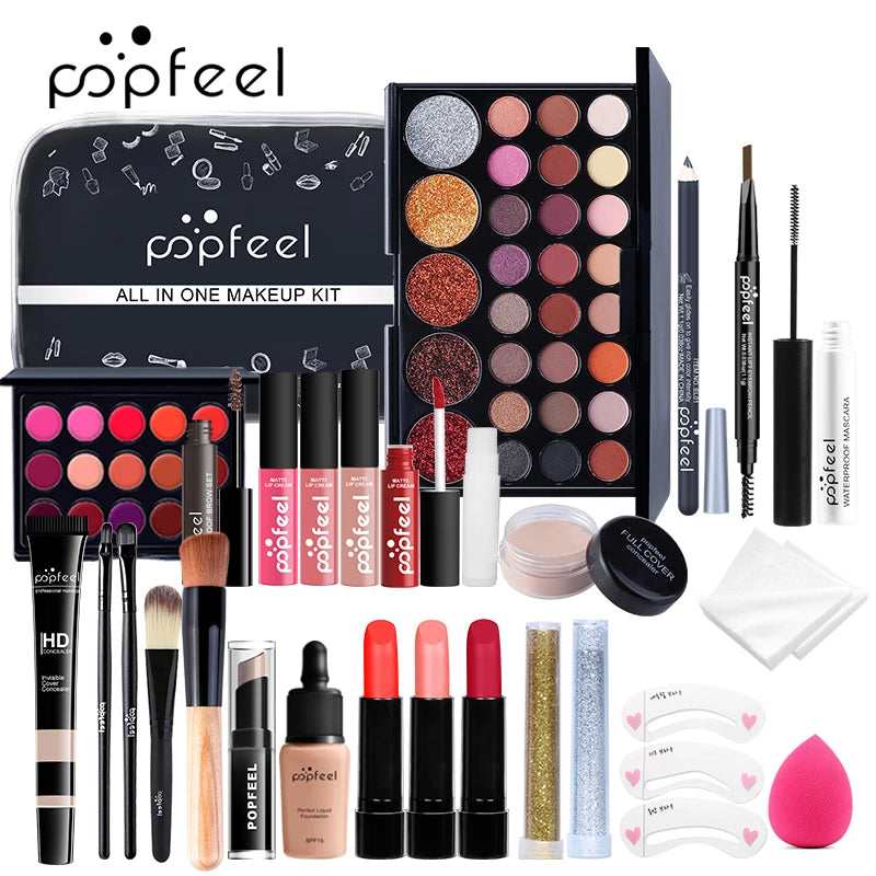Fashionable, Bold and Beautiful DressPOPFEEL All In One Makeup Kit for Women Full Kit Set, All in One Makeup Sets Include Eyebrow Eyeliner Eyeshadow