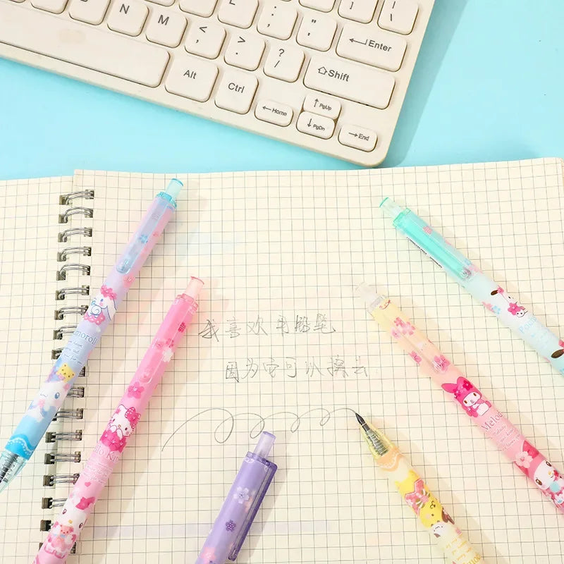 Sanrio 12pcs Mechanical Pencil Kawaii Hello Kitty Pochacco Melody Pencil-free Hb Primary School Stationery Office Supplies