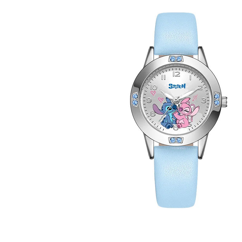 Watch with cartoon characters on the dial against a white background