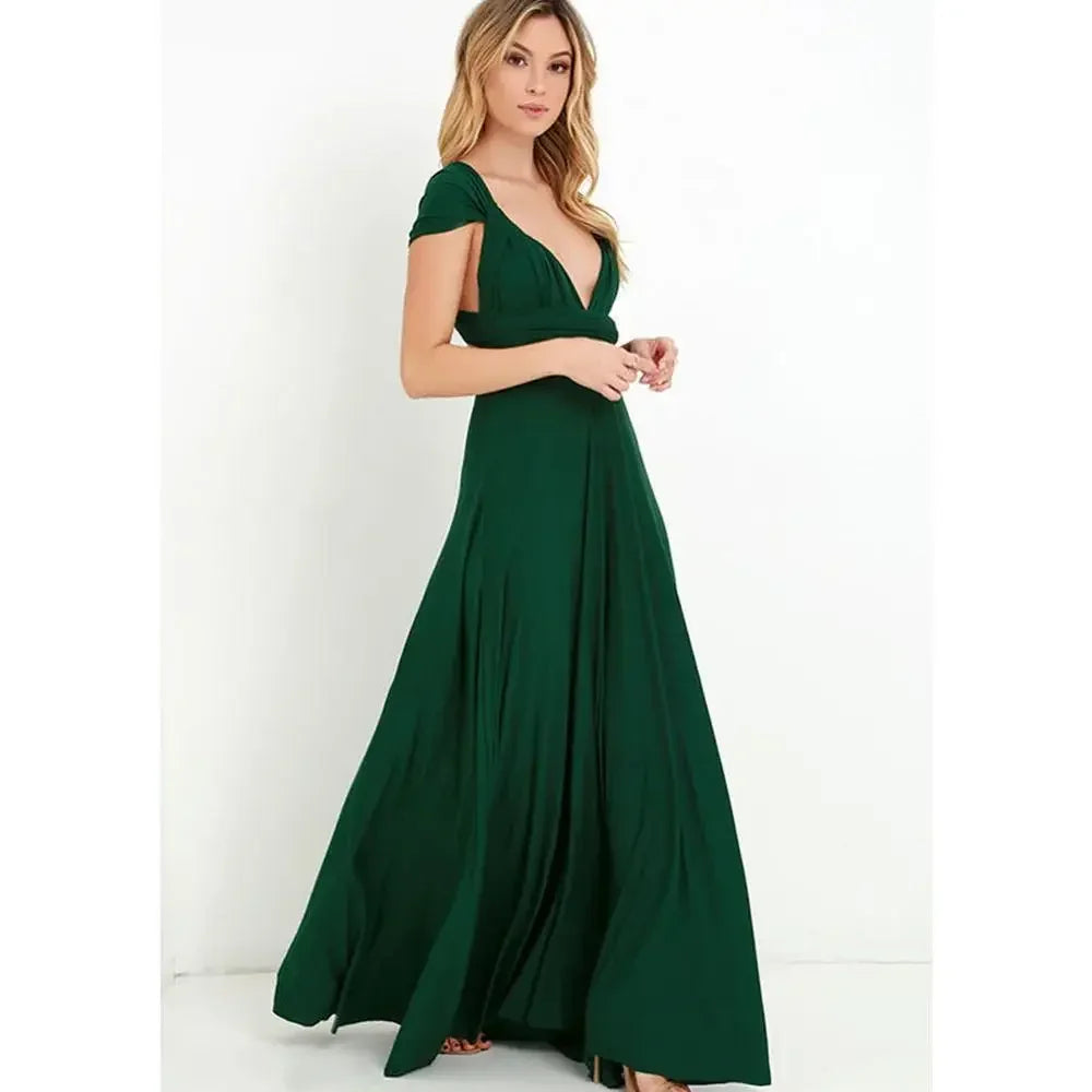 Fashionable, Bold and Beautiful DressWomen's Fashion V-neck Sleeveless Ankle-Length Slim Fit Bohemian Style Summer Maxi Dress