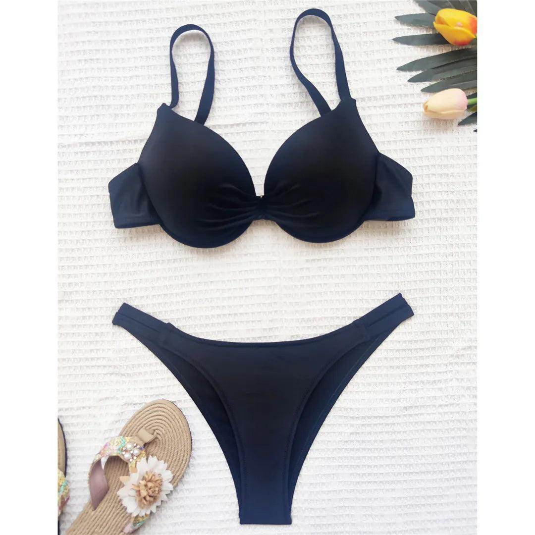Chic Underwired Bikini Set with Brazilian Cut Bottom - Just The Fly Way