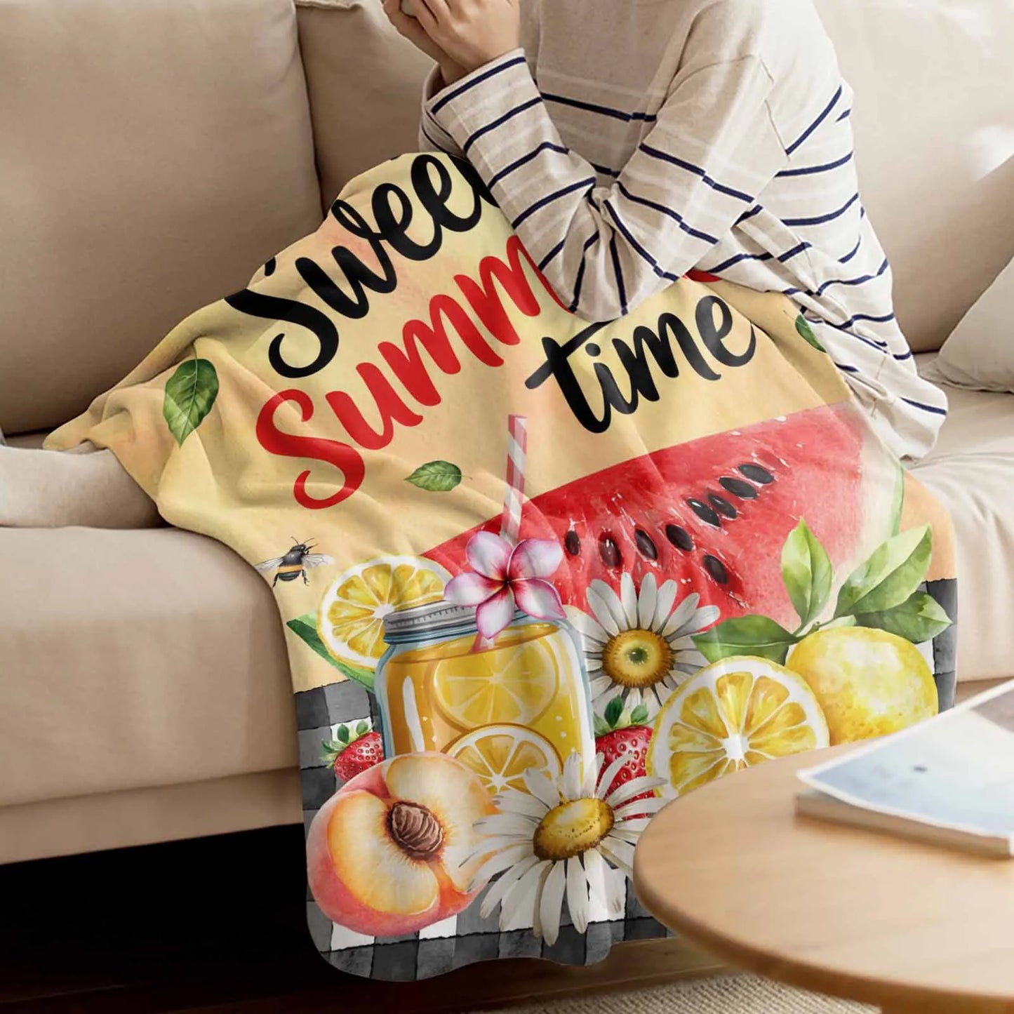 Summer Pastoral Fruit Drink Throws Blankets for Sofa Bed Winter Soft Plush Warm Family Friends Holiday Gifts - Just The Fly Way