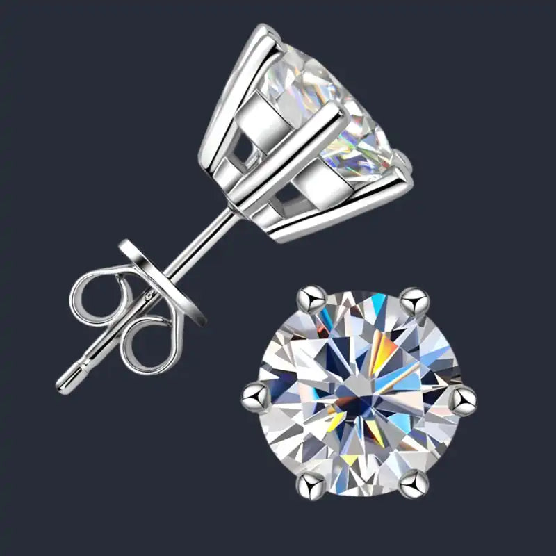 Shine Bright Moissanite Stud Earrings for Men & Women in 18K Gold-Plated Silver - Perfect for Weddings & Special Occasions - Just The Fly Way