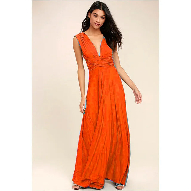 Fashionable, Bold and Beautiful DressWomen's Fashion V-neck Sleeveless Ankle-Length Slim Fit Bohemian Style Summer Maxi Dress