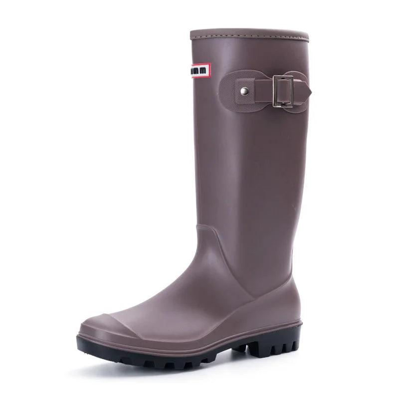 Women's Rain Boots, New Anti-slip, High Boots, Solid Color, Waterproof Footwear - Just The Fly Way