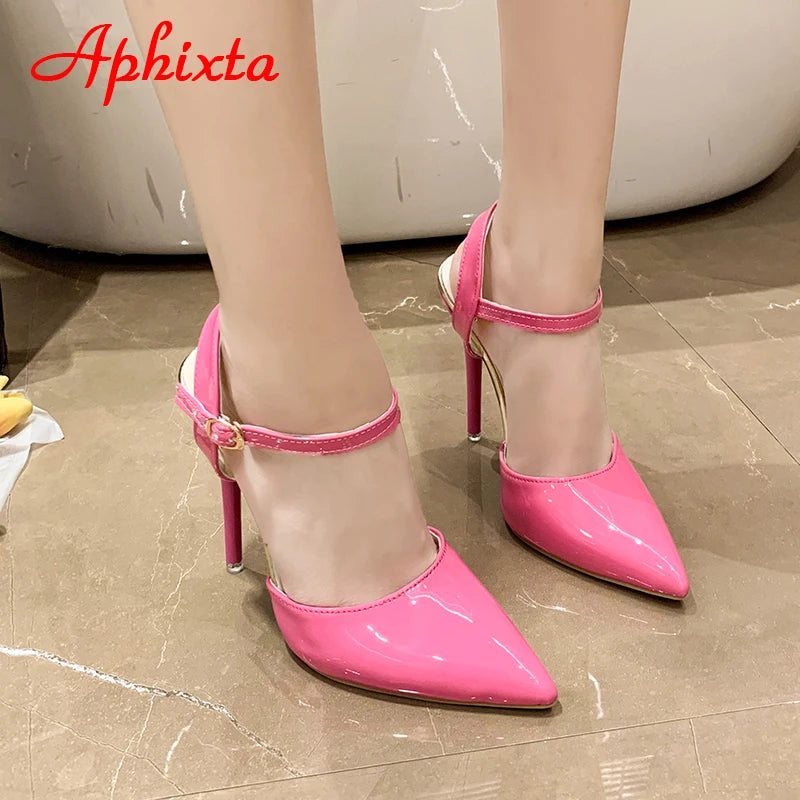 Fashionable, Bold and Beautiful DressWomen's Aphixta 12cm Super High Stiletto Heels Ankle Strap Sandals Pointed Toe Party Heels : Extended Sizes