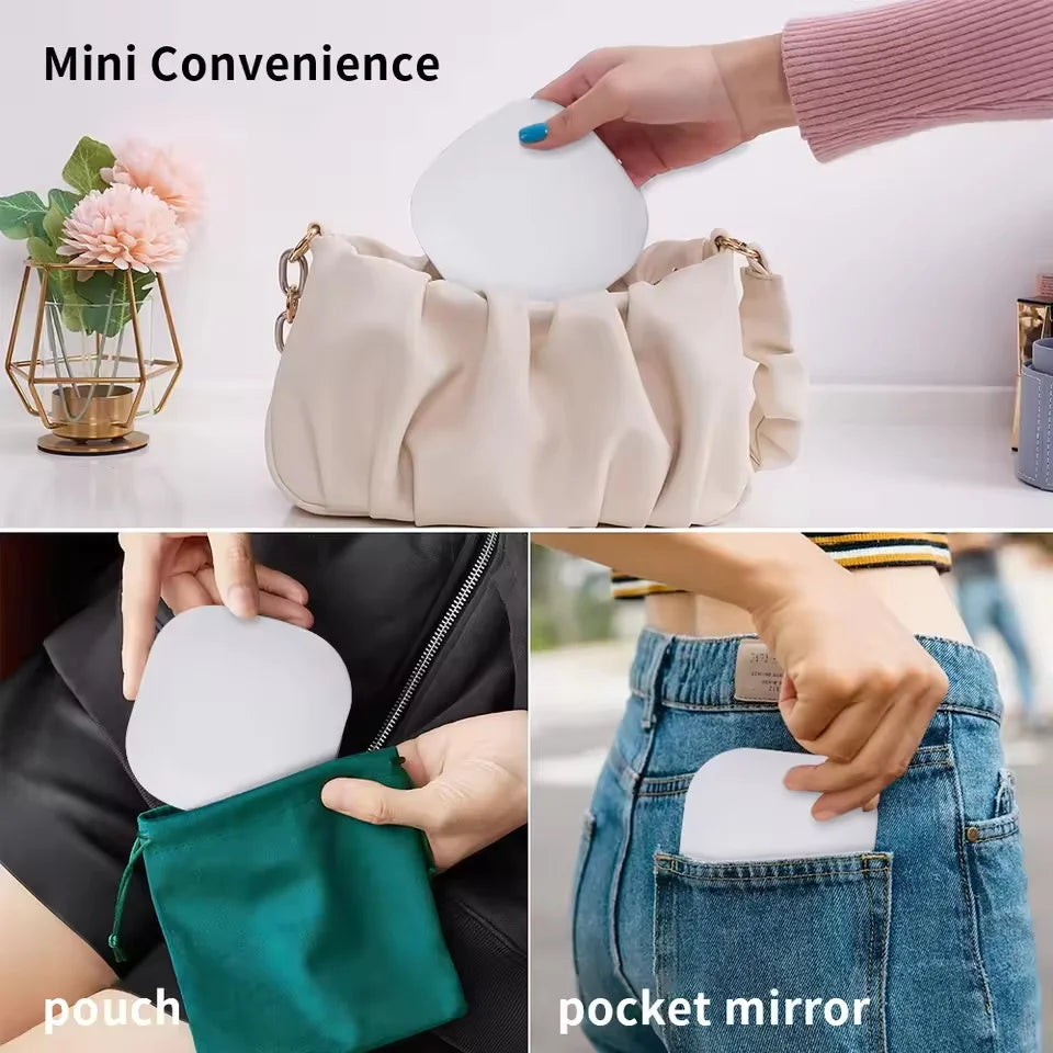Portable LED Makeup Mirror, Double-Sided Lighted Mirror, Rechargeable 5X Magnification Folding Dressing Mirror for Touch-Ups.