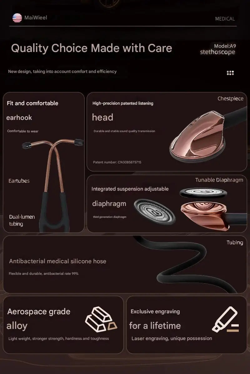 Fashionable, Bold and Beautiful DressCarent Medical Professional Cardiology Stethoscope Diagnostic Stethoscope Master Cardiology Stethoscope For Nurse Health Care