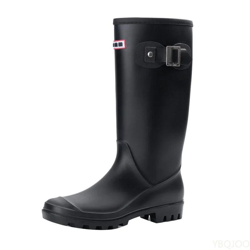 Women's Rain Boots, New Anti-slip, High Boots, Solid Color, Waterproof Footwear - Just The Fly Way