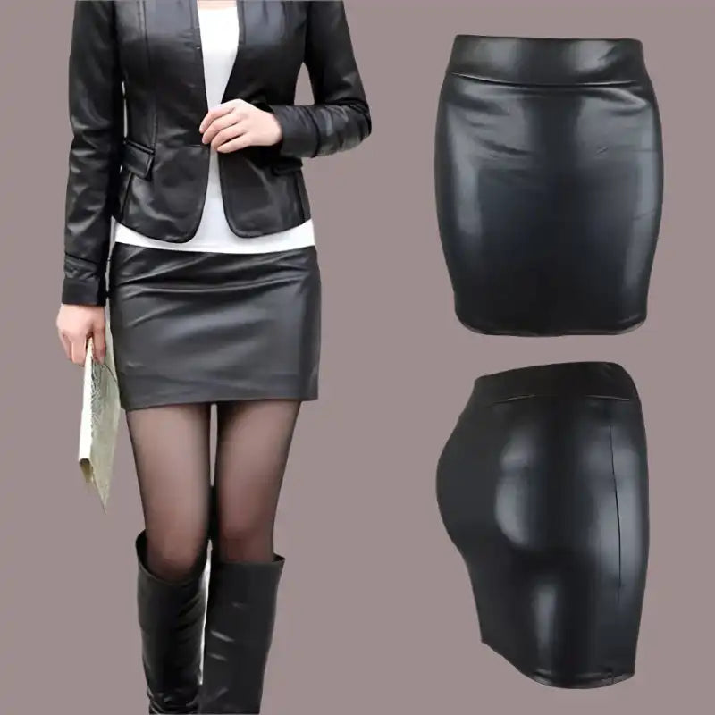 Upgrade Your Style with Our High Waist Faux Leather Mini Skirt - Just The Fly Way