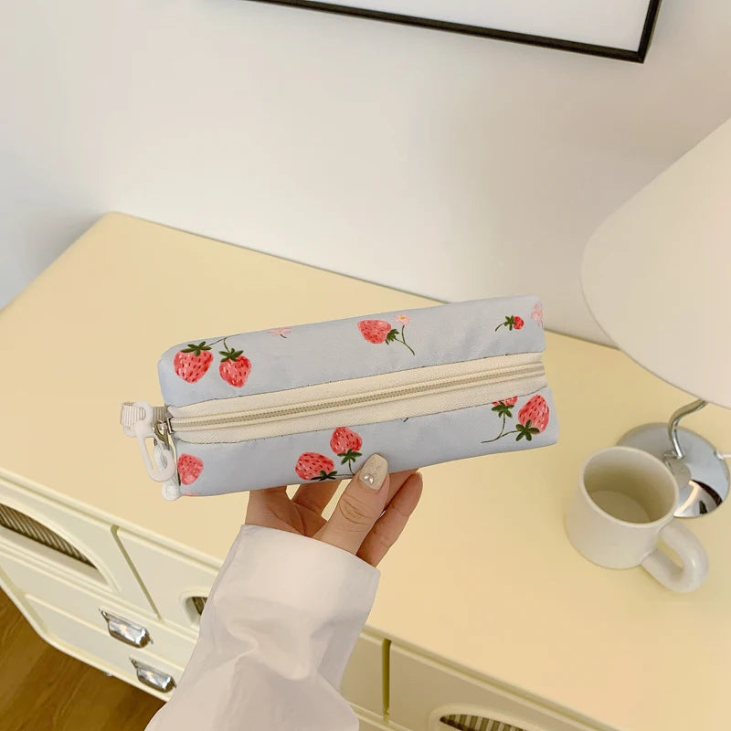 3-Piece Strawberry School Backpack Set with Lunch Box and Pencil Case