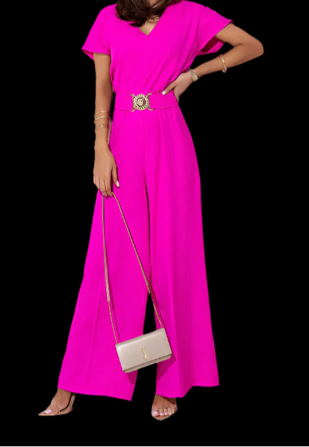 Lightweight Romper, V-Neck, Short Sleeves, and Belt - Just The Fly Way