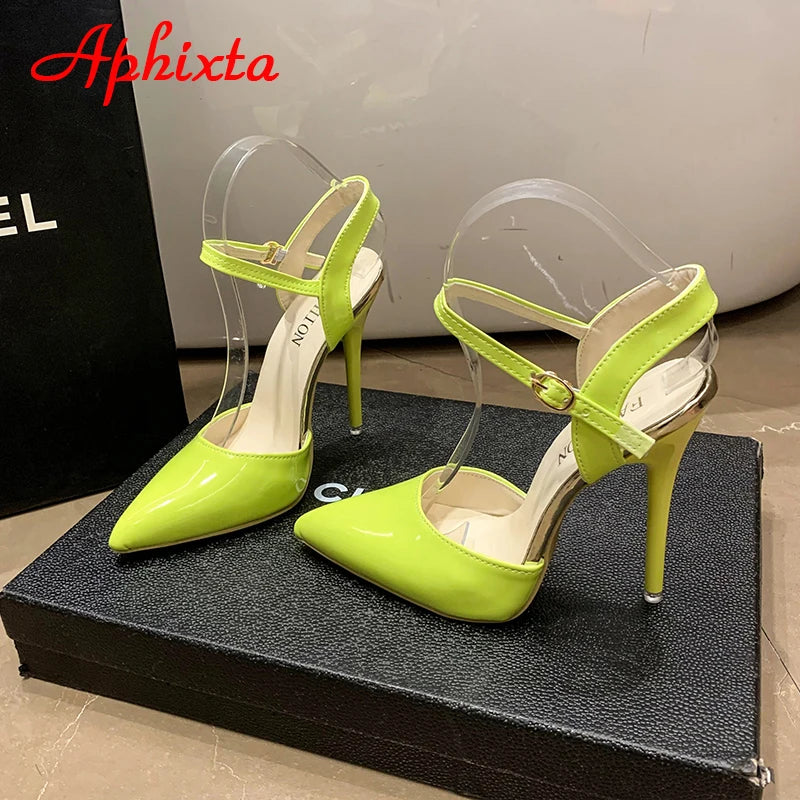 Fashionable, Bold and Beautiful DressWomen's Aphixta 12cm Super High Stiletto Heels Ankle Strap Sandals Pointed Toe Party Heels : Extended Sizes