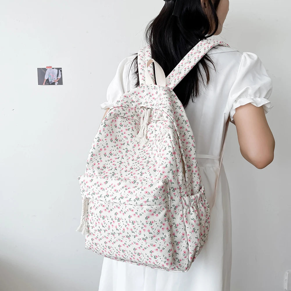 Casual Floral Prints Women Backpack Girls Bookbags Large Capacity Students School Bags Travel Backpack Mochilas with Pendants - Just The Fly Way