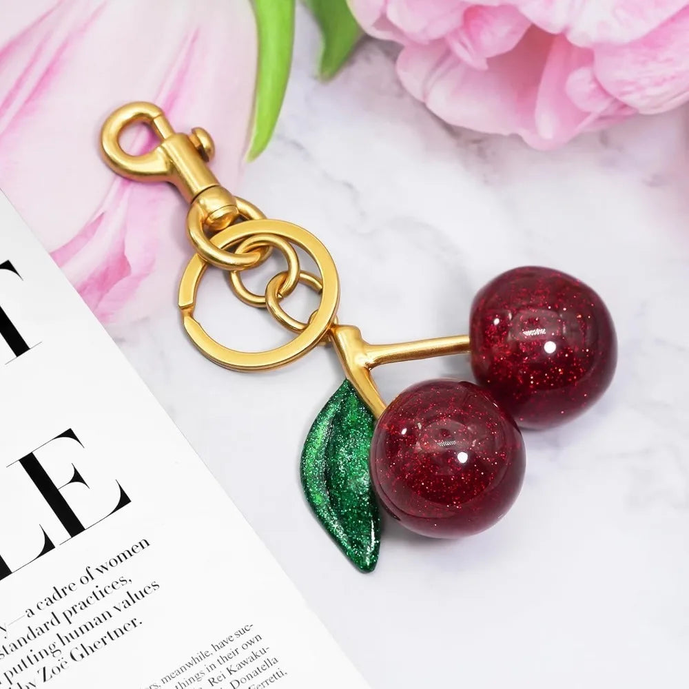 Cherry Keychain for Women Apple Strawberry Bag Charm Key Chain Accessories Gifts for Birthday Christmas - Just The Fly Way