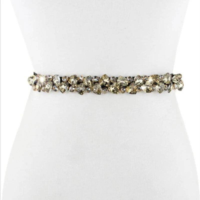 Accessories Fashion Crystal Belt, Elastic Black, with Gold, Black, or White Belt - Just The Fly Way