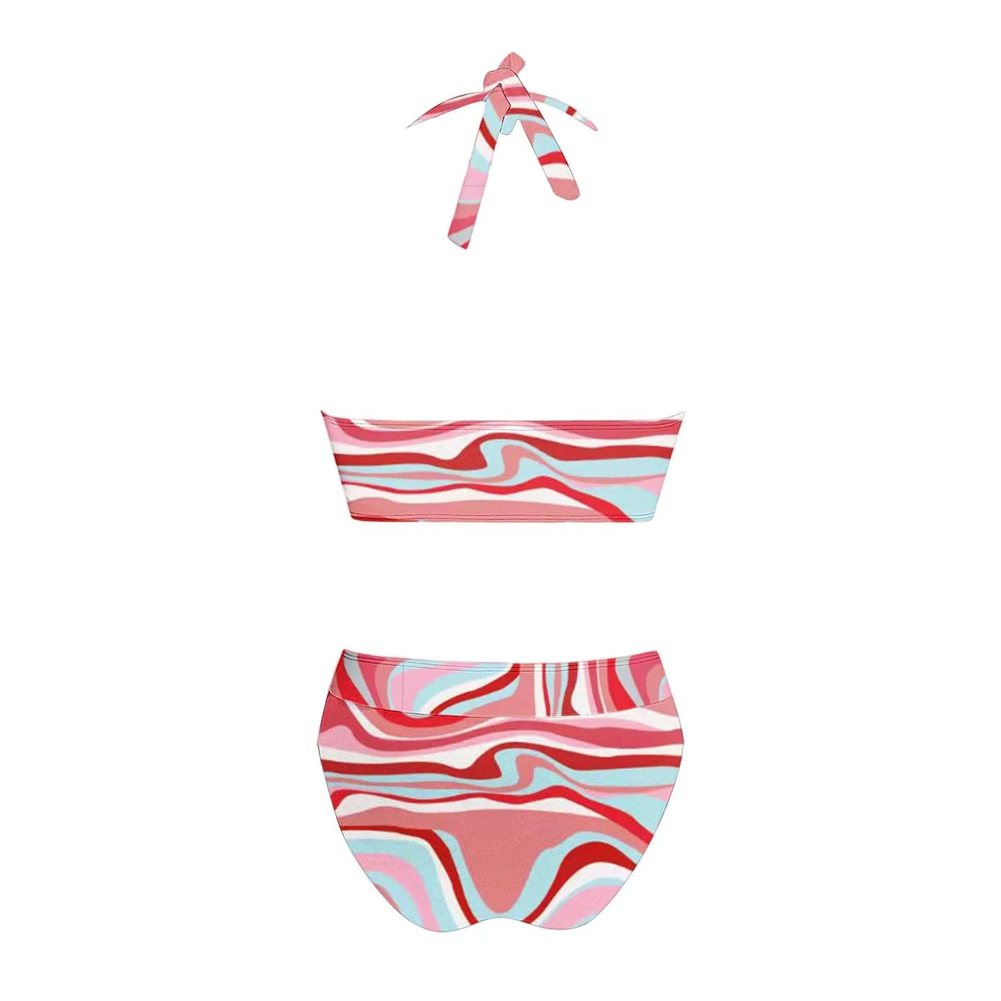 Fashionable, Bold and Beautiful Dressbikini Beach Colour Block Floral Printed Women's Swimsuit High Waist Two Piece For Teenagers biquinis feminino tendência 2024