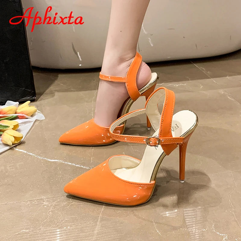 Fashionable, Bold and Beautiful DressWomen's Aphixta 12cm Super High Stiletto Heels Ankle Strap Sandals Pointed Toe Party Heels : Extended Sizes