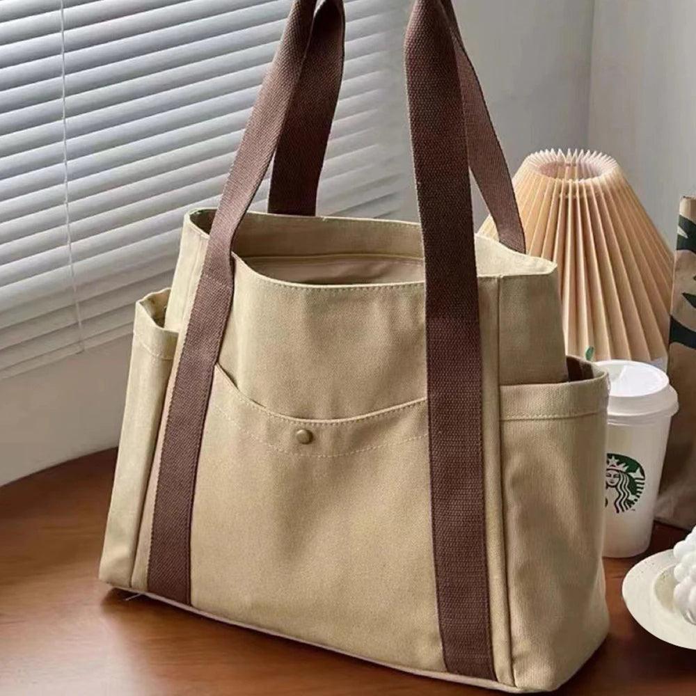Hello Kitty Large Capacity Canvas Tote Available in Black, Beige, or Mustard, With A Variety Of Style Options - Just The Fly Way