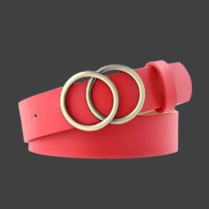 Fashion Belt with Silver or Gold Double Ring Buckle, PU - Just The Fly Way