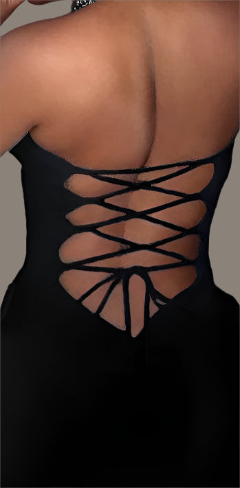 Shine Like A Star With This Elegant Deep-plunge Halter Romper - Just The Fly Way