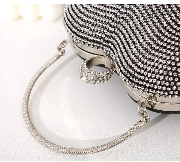 Rhinestone Evening Bag Heart Pattern Rhinestone Tassel, - Just The Fly Way