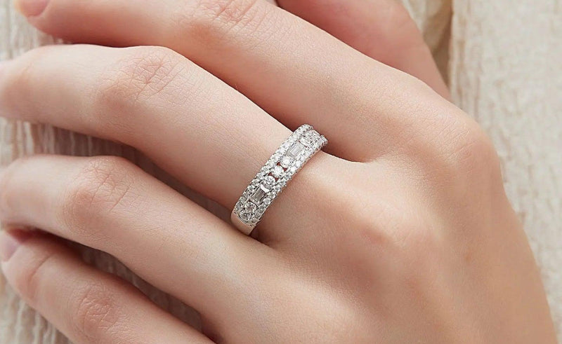 Sterling Silver Moissanite Band for Women - Just The Fly Way