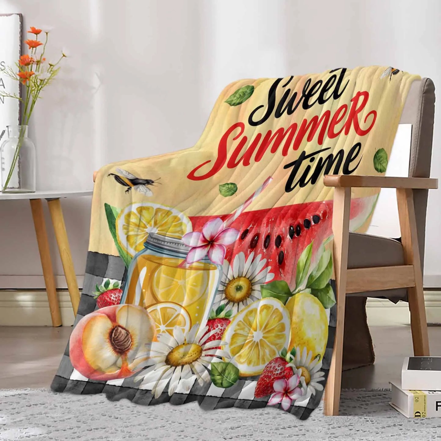 Summer Pastoral Fruit Drink Throws Blankets for Sofa Bed Winter Soft Plush Warm Family Friends Holiday Gifts - Just The Fly Way