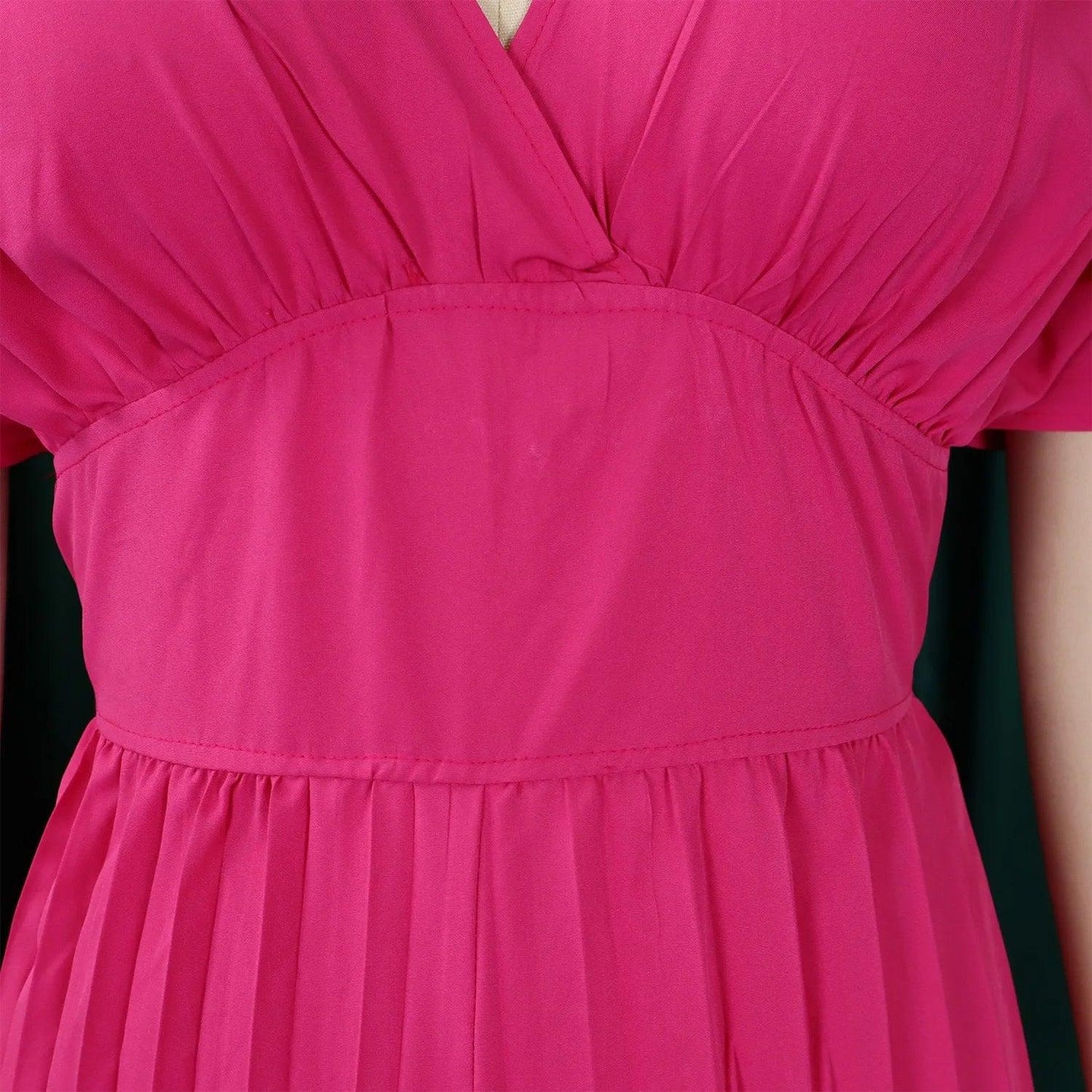 Elegant V-neck Solid Color Fashion Pleated Wide leg Jumpsuit, Pants Romper - Just The Fly Way