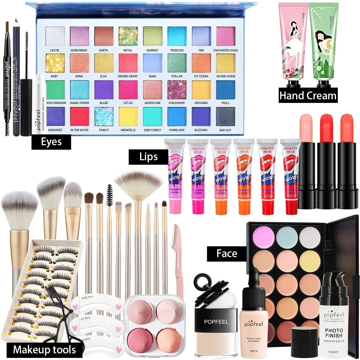 Fashionable, Bold and Beautiful DressPOPFEEL All-in-One Makeup Kit Gift Set with Eyeshadow Palette Foundation Lip Gloss Blush Brushes Eyeliner and More Beauty Gifts