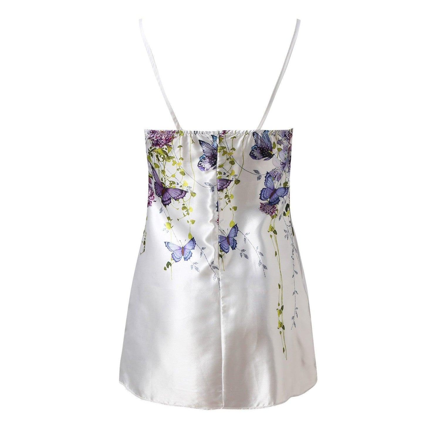Print Mini Dress With Spaghetti Straps, Backless, Sleeveless, Bodycon Type - Just The Fly Way