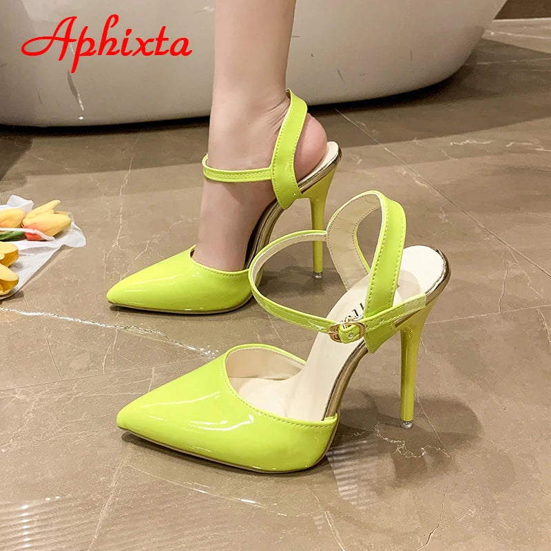 Fashionable, Bold and Beautiful DressWomen's Aphixta 12cm Super High Stiletto Heels Ankle Strap Sandals Pointed Toe Party Heels : Extended Sizes