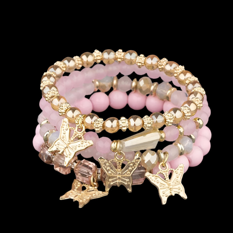 Trendy Butterfly Beaded Four Bracelet Set - Just The Fly Way