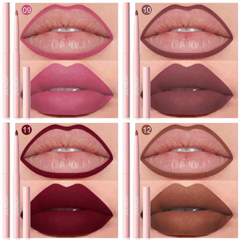 Fashionable, Bold and Beautiful Dress6pcs Lip Liner Pen Set Long-Lasting, Waterproof Sweatproof, Easy Coloring Non-fading Color Rendering Lip Gloss Set Beauty Makeup