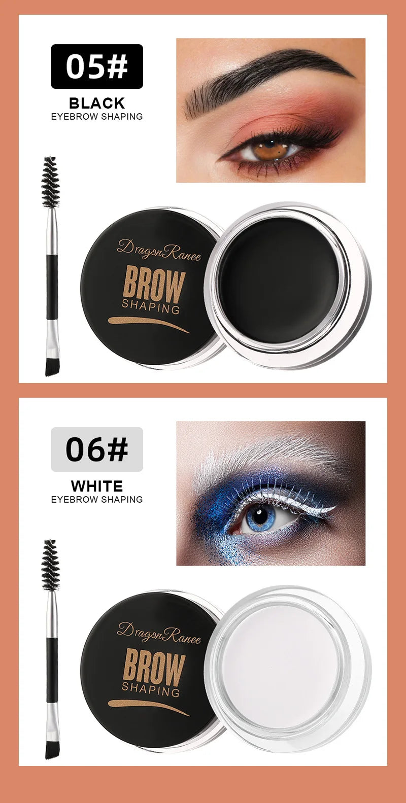Fashionable, Bold and Beautiful Dress6 Color Wild Eyebrow Styling Cream Eyebrow Shaping Gel Soap Wax Clear Eyebrow Cream Tint Brow Lift With Brush