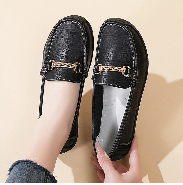 Fashionable, Bold and Beautiful DressWoman Shoes Leather Casual Shoes With Low Heels Loafers Women's Flats 2025 New Zapatos De Mujer Elegant Heel Footwear Women