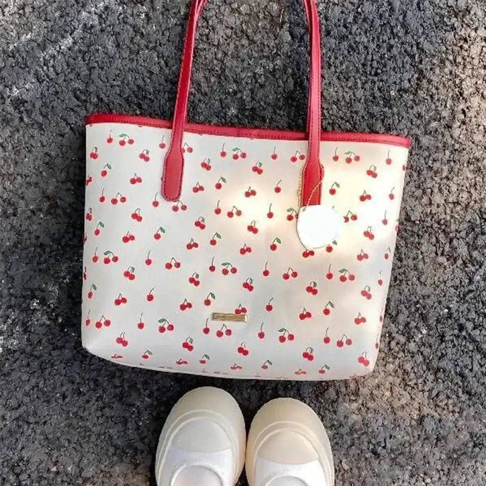 Fashion Cherry Tote Bag with Snap Closure - Just The Fly Way