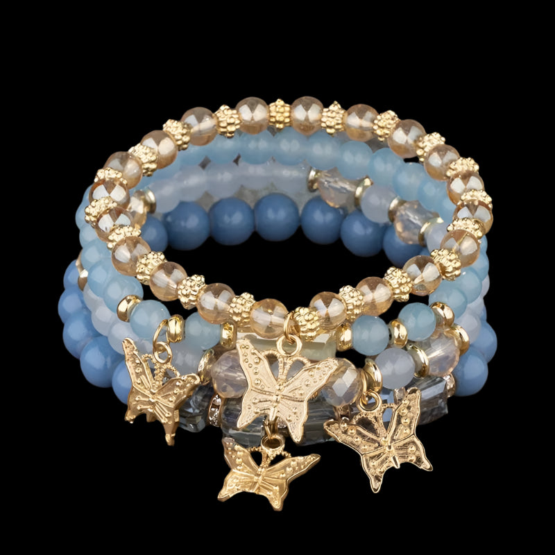Trendy Butterfly Beaded Four Bracelet Set - Just The Fly Way