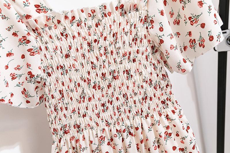 Easy Breezy Floral Printed Lightweight Versatile Chiffon Dress With Short Sleeves and Elastic Waist - Just The Fly Way