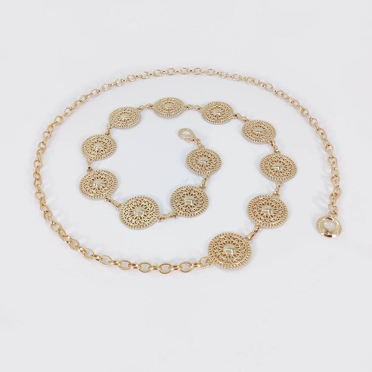 Boho Hollow Out Metal Round Chain Belt - Just The Fly Way