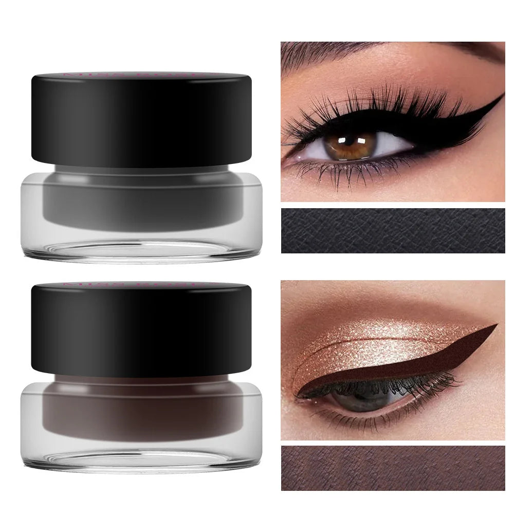 Two-Color, Two-Bottle, Natural, Easy-to-Apply, Sweat-Proof, Waterproof, Durable, Non-Smudging Eyeliner Cream Set