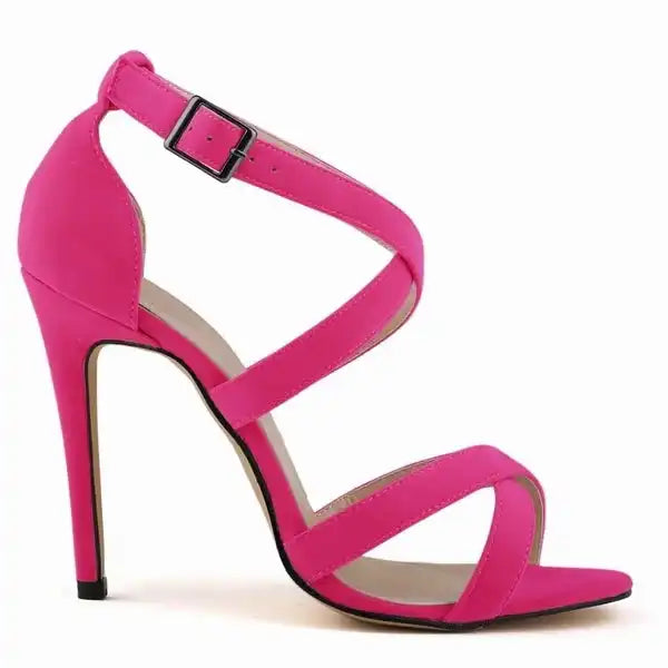New Sexy Women Sandals Fashion Open Toe Ankle Straps High Heels Summer 11cm Thin Heel Party Dress Shoes Plus Size