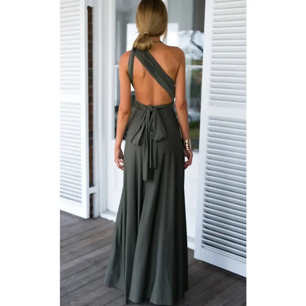 Fashionable, Bold and Beautiful DressWomen's Fashion V-neck Sleeveless Ankle-Length Slim Fit Bohemian Style Summer Maxi Dress